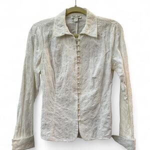 Vintage Pearl-Buttoned Embroidered Blouse